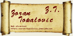 Zoran Topalović vizit kartica